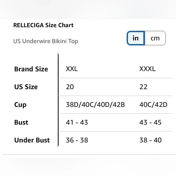 RELLECIGA Women's Underwire Bikini Top XXL
G19 - Picture 6 of 10